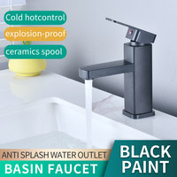 Robinet de lavabo moderne à poignée unique en acier inoxydable et plastique ABS, cartouche en céramique, mélangeur d'eau chaude/froide pour salle de bain, salon