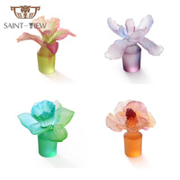 Sinyore Crystal Painted DIY Pate De Verre Seri Bunga Kaca Dekoratif Hadiah Penutup Botol Anggur Parfum