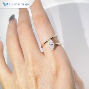 Tianyu Gems 5x10mm 1 Karat Marquise-Schliff Moissanit-Ring Vintage-Design Gelbgold 18k 14k 10k Ringe Hochzeit Verlobung für Damen - Product Image 4