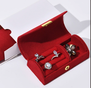 Velvet Semi Round Jewelry Storage <b>Box</b> with Outer Sleeve Portable Ring <b>Earring</b> Organizer Case for <b>gift</b> store and jewelry brands - Product Image 2