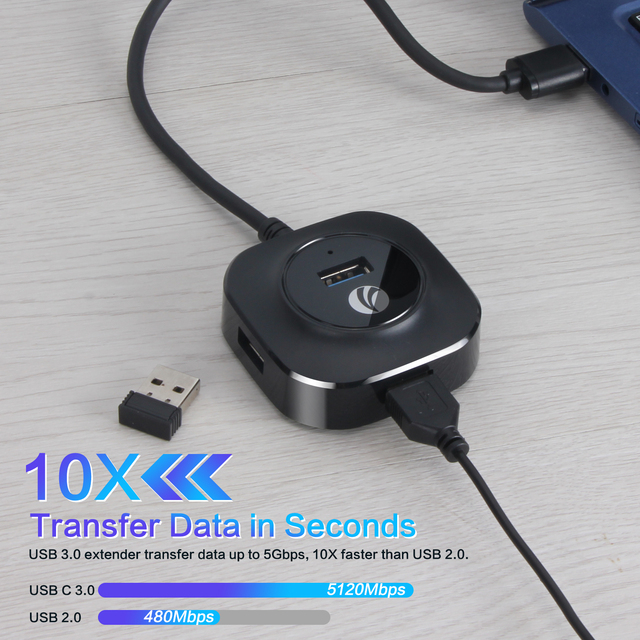 VCOM New Stock USB Type C Hub 4 in 1 5Gbps Data Syncing USB3.0 Splitter for Laptops