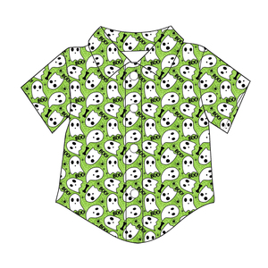 Chemise à manches courtes en soie de lait pour enfants, haut à col imprimé personnalisé pour tout-petits garçons - Product Image 4