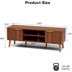 Nu-דקו טלוויזיה לעמוד בסלון באמצע המאה המודרני מרכז הבידור אגוז טלוויזיה קונסולת נלווה ארונות הדלת פתוחים מדפים - Product Image 6