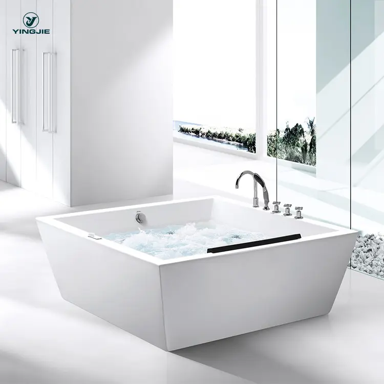 Bañera de hidromasaje independiente para baño, bañera de hidromasaje acrílica para interior, con combo de masaje
