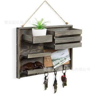 Étagère de rangement en bois sur mesure, style gris rétro, organisateur mural pour clés et courrier, présentoir pour lunettes de soleil - Product Image 3