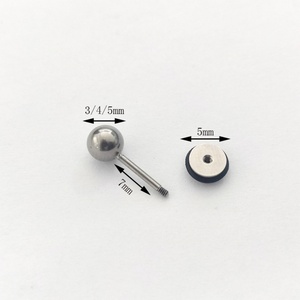 G23 <b>Titanium</b> Alloy Ball <b>Stud</b> Earrings Piercing Jewelry Personalized Exquisite Niche Thread Flat Base Ear Cartilage - Product Image 2