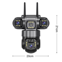 Kamera Keamanan VTS28 Triple Lens Solar 4G 360 °   Kamera CCTV Keamanan Nirkabel Luar Ruangan dengan Fitur Pandangan Malam Berwarna