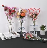 Sacchetto Trasparente a Forma di Cuore per Confezione Rosa Singola con Stampa LOVE, Vendita all'Ingrosso