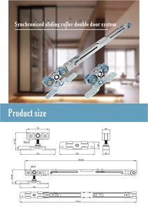 Système de porte coulissante synchrone, 1 pièce, pour portes coulissantes, Double porte d'hôtel, matériel bbo, aluminium anodisé - Product Image 2