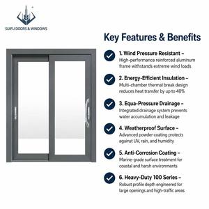 Portes coulissantes modernes <span class=keywords><strong>en</strong></span> <span class=keywords><strong>aluminium</strong></span> robustes sur mesure, double vitrage, verre trempé, pour cuisine, supermarché, intérieur, jardin - Product Image 3
