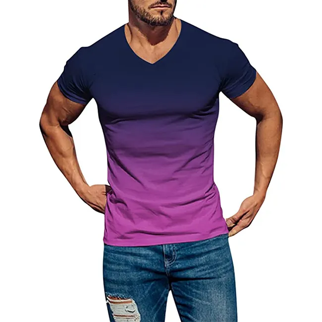 Mens T Shirts Casual Short Sleeve Shirts Gradient Crew Neck Soft Loose Fit Graphic Tees Summer Tshirts for Men