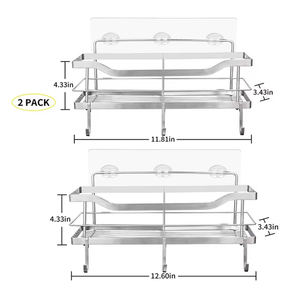 Mensole Angolari da Doccia in Acciaio Inox, Mensole da <span class=keywords><strong>Bagno</strong></span> Galleggianti Adesive Ecologiche <span class=keywords><strong>Salvaspazio</strong></span> a Doppio Livello Senza Foratura - Product Image 3
