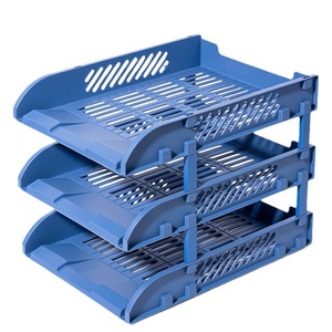 Deli Three Layer File Tray Plastic File Holder Office Desk Organizer Blue 9217ES - Product Image 5