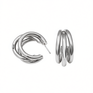 Orecchini a Cerchio Geometrici Aurora Placcati in Oro, Gioielli Unisex alla Moda - Product Image 1