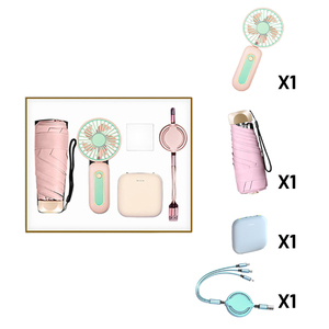 Promotion Filles 4 en 1 Coffret cadeau Mini parapluie et ventilateur 4 pièces Coffret cadeau d'anniversaire pour la publicité - Product Image 2