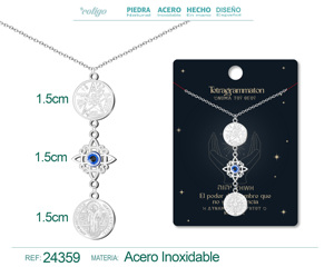สร้อยคอสแตนเลสสตีลของ Tetragramton เครื่องรางป้องกันนำโชคผูกปมแม่มดที่มีจี้แฟชั่นของนักบุญ - Product Image 5
