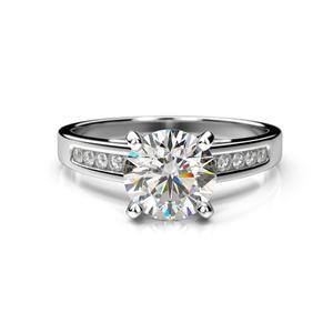 Anillo de Compromiso Vintage de Oro Blanco de 14K con Diamante Grande de Corte Brillante, Engaste de Cuatro Puntas, Chapado en Rodio, Brillante - Product Image 1