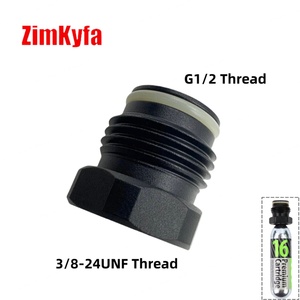Adaptador de Cilindro para Cartuchos de CO2 Zimakyfa de Aleación de Aluminio Negro, Rosca Hembra 3/8-24UNF a Rosca Macho G1/2 - Product Image 3