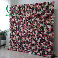 Panel latar belakang bunga dinding kain buatan 3D 5D mawar hydrangea grosir untuk dekorasi pesta pernikahan, photo booth, dan taman