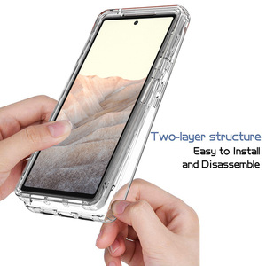 360 tam kapak şeffaf degrade PC TPU akrilik telefon kılıfı sağlam için Google piksel <span class=keywords><strong>6</strong></span>/6Pro/6A piksel 7/7Pro 360 derece - Product Image 5