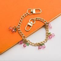 Schattig kersen tasbedeltje gouden kleur metalen ketting sleutelhanger Kawaii fruit tas hanger mode handtas accessoires groothandel op maat