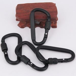 Custom Logo Black Durable Safety <b>Spring</b> Hook Screw Gate Aluminum D Shaped Carabiner <b>Clips</b> for Promotional Giveaway - Product Image 5