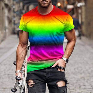 Camiseta de Hombre con Estampado de Trébol Degradado, Manga Corta, Corte Holgado, Impresión Digital, Transpirable, 100% Poliéster, Tejido de Punto, Ropa Casual - Product Image 4