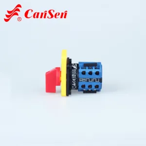 Cansen LW26-20 전압계 CE 인증서 노란색 플레이트 빨간색 핸들 변경 전압 선택기 스위치