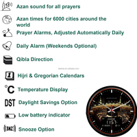 Horloge Murale Islamique Numérique Automatique Style Rétro Kaaba 13 Pouces, Alarme Azan et Heures de Prière, Cadeau Ramadan Haut-Parleur Athan