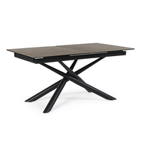 Vente en gros de meubles de salon de table extensible en céramique moderne et élégante table croisée en acier