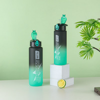 Type de paille 1 litre bouteille d'eau gobelet d'eau en plastique pour adultes étudiants bouteille de boisson avec paille bouteilles d'eau de sport en gros