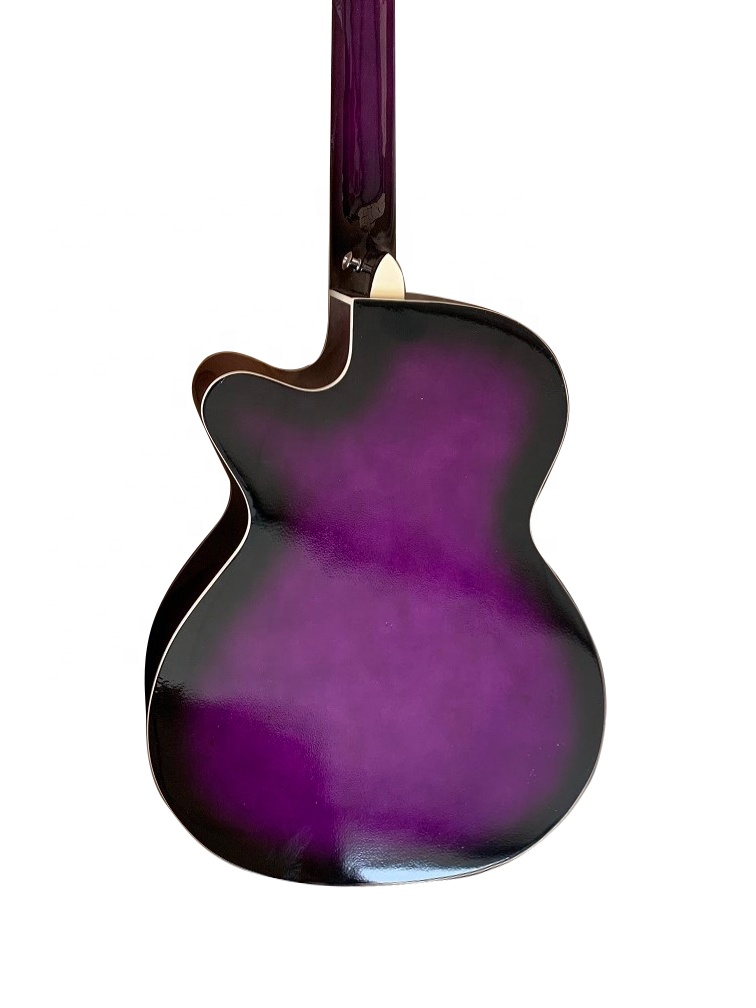 Wholesale Cutaway Shape OEM ODM Purple Color Acoustic Guitar