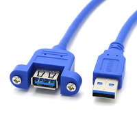 Kabel Ekstensi USB 3.0 Male to Female Panel Mount dengan Sekrup