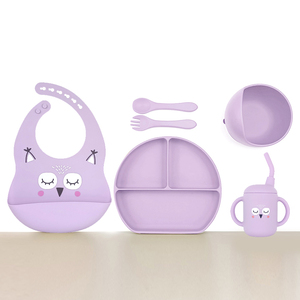 Vajilla de silicona para niños de grado alimenticio, vajilla de comedor para niños, plato de alimentación, cuenco de silicona, cuchara y tenedor, juegos de bebé - Product Image 4