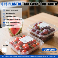 Plástico transparente PET/PP/OPS Clamshell desechable Punnets contenedor para fruta ensalada pastel Sushi vegetal galleta