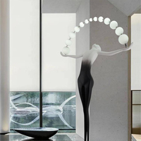 Lampe sur pied en résine réglable en hauteur, noire, style statue, LED, pour hôtel, salon, coin, populaire