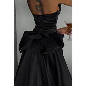 Vestido de Gala Largo de Lujo Negro Tallas XS-XL con Tirantes Finos, Estilo Maternidad, Sencillo para Fiesta, Largo hasta el Suelo, Silueta en A - Product Image 1