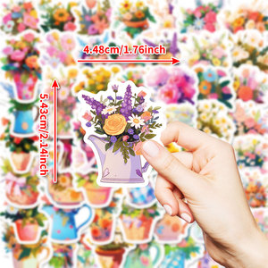 50 pz Bouquet di fiori di cartone animato adesivi Graffiti per vaso di frigorifero decorazione murale adesivo floreale negozio di fiori - Product Image 5