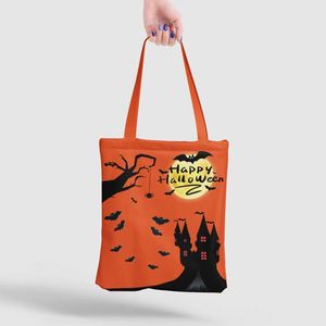 DLBZ Orange Wholesale Durable Designer Halloween Party Eco Friendly Custom <b>Large</b> Canvas Cotton Rope <b>Tote</b> <b>Bag</b> Reusable - Product Image 3