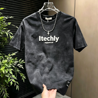T-shirt décontracté streetwear pour homme, 240 GSM, coton uni, épaules tombantes, étiquette tissée personnalisée, coupe oversize, pour jeunes, été