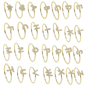 Anillo Minimalista con Inicial Personalizada en Oro, Joyería Delicada de Latón para Mujer con Nombre Personalizado y 26 Letras del Alfabeto - Product Image 5