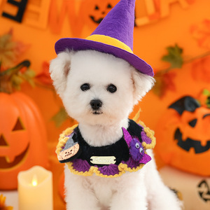 Chiens de compagnie, chats, petits chiens, chiots, costumes sur le thème d'Halloween pour l'extérieur, écharpes en laine à étiquette dorée et accessoires - Product Image 1