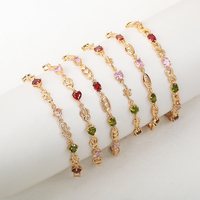 Pulseira de ouro, pulseira da moda 18k, banhada a ouro, cobre, joia, zircônio, diamante, pulseira feminina