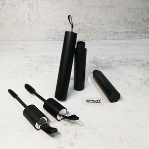 Tube de mascara vide en PETG noir mat avec bouchon décoré d'un ruban, flacon cylindrique en plastique, conteneur cosmétique personnalisé avec logo - Product Image 3
