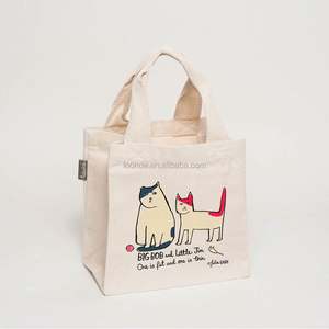 Sacs fourre-tout mini en toile avec illustration de chat, écologiques, en gros, pour le shopping - Product Image 3