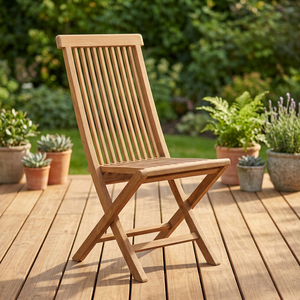 Chaise de jardin pliante en teck massif, mobilier d'extérieur moderne et minimaliste avec pieds effilés - Product Image 2