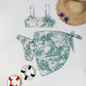 ชุดว่ายน้ำบิกินี่แบบคลาสสิกสำหรับผู้หญิง 3 ชิ้น พร้อมโลโก้สั่งทำ ชุดว่ายน้ำรักษ์โลก พร้อมชุดชายหาดพิมพ์ลาย - Product Image 3