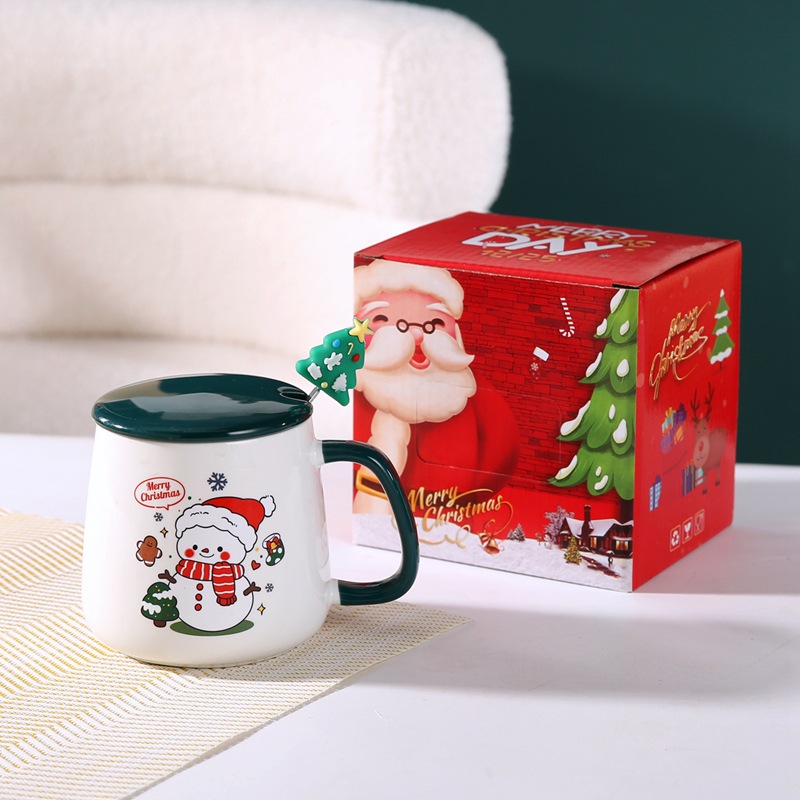 Ensemble de couvercles en céramique bonhomme de neige de Noël rouge