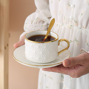 Wholesale Luxury White and Gold Porcelain Coffee Tea <b>Cup</b> and Saucer Hotel Afternoon Tea <b>Cup</b> <b>Set</b> - Product Image 3