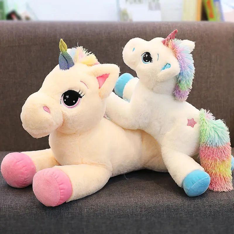 Super Soft Long Shaped Rainbow Stuffed Unicorn Plush Pillow Toys